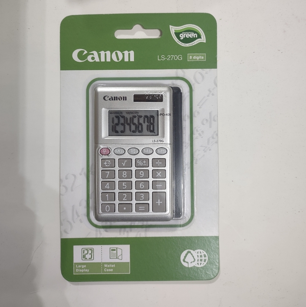 NEW Canon LS-270G 8-Digit Calculator Solar Battery Wallet Case